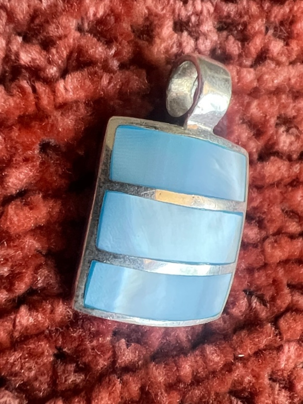 Sterling Silver Blue Inlay Pendant
